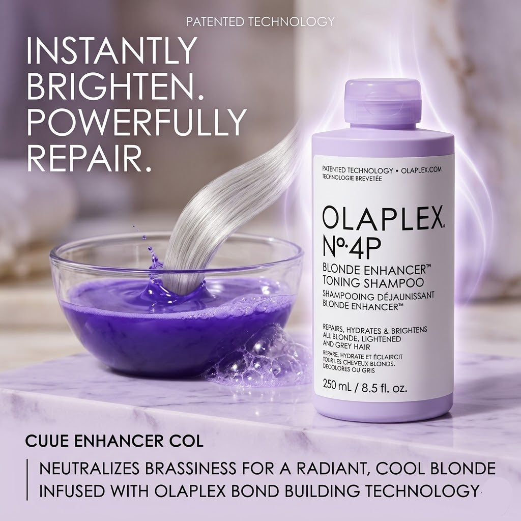 Olaplex No.4P Blonde Enhancer Toning Shampoo bottle for hair care 250ml.