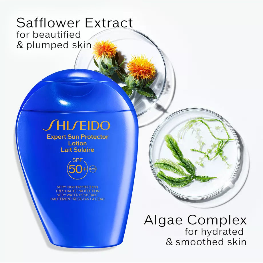 Shiseido Expert Sun Protector Lotion SPF50+ with 300mL volume.