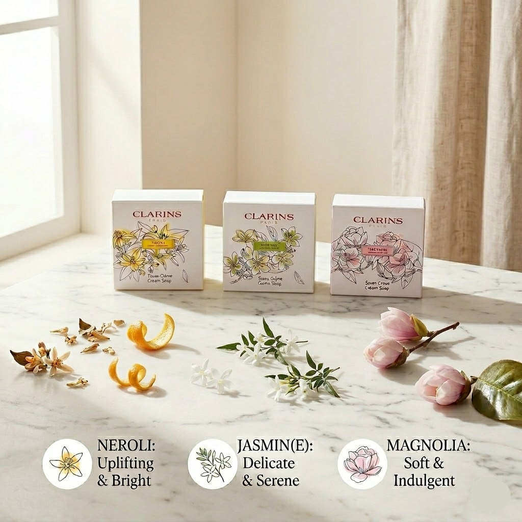 Clarins 3 Limited Edition Fragranced Cream Soaps (3 x 100g).