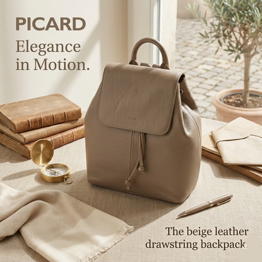 Picard Beige Leather Drawstring Backpack – UAE