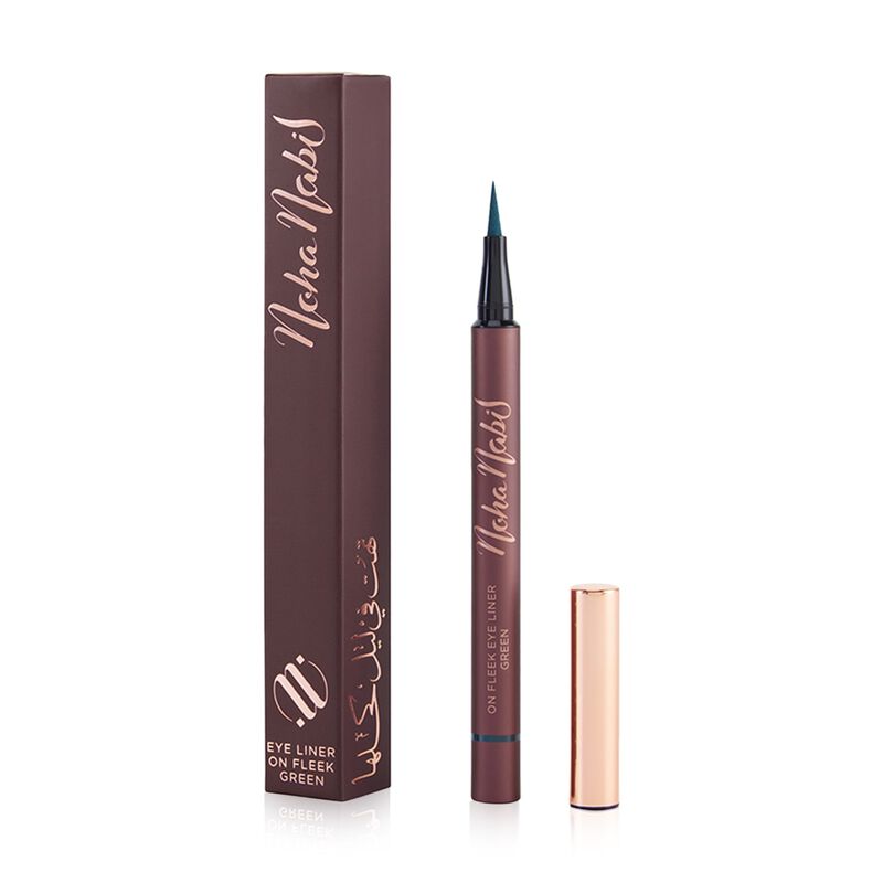 Noha Nabil On Fleek Liquid Eyeliner in Green.
