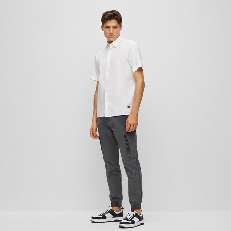 HUGO Relaxed-fit shirt in stretch-cotton canvas