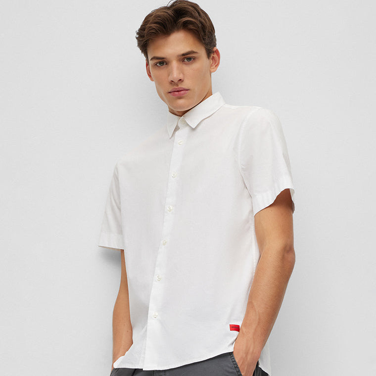 HUGO Relaxed-fit shirt in stretch-cotton canvas