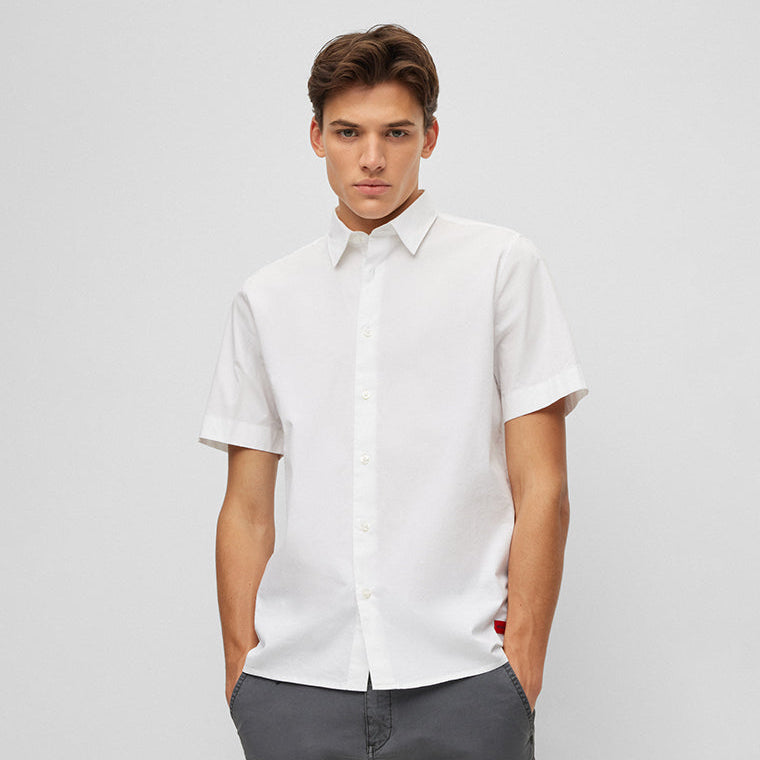 HUGO Relaxed-fit shirt in stretch-cotton canvas