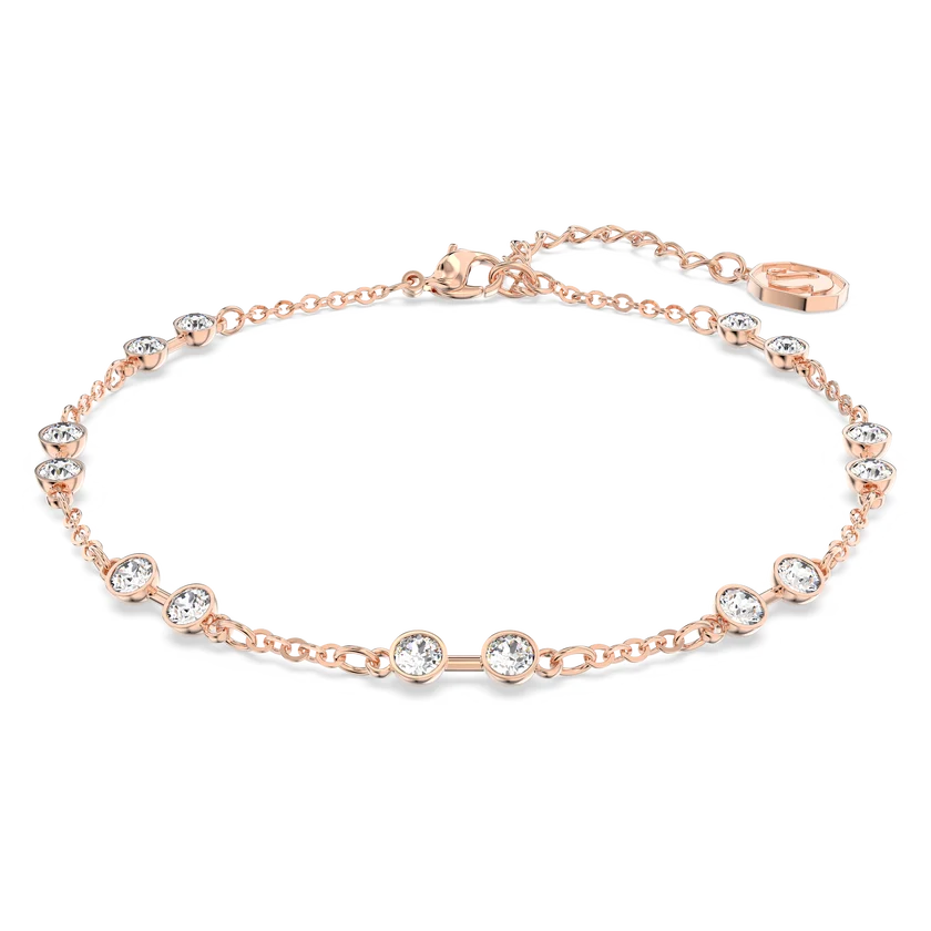 Swarovski Remix Collection strand Round cut, White, Rose gold-tone plated