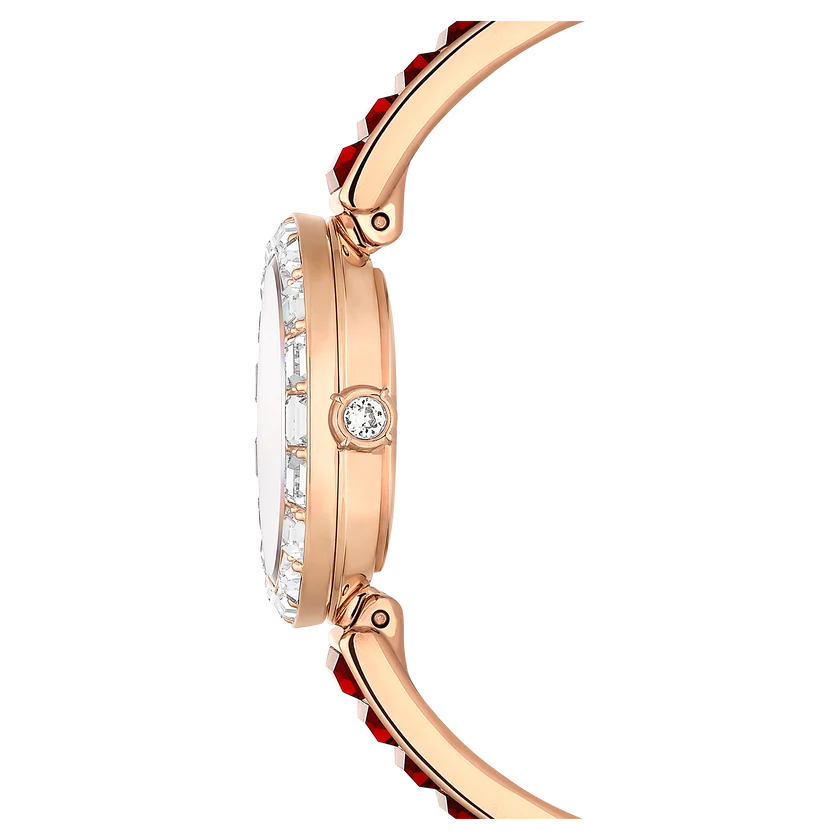 SWAROVSKI Matrix Bangle watch Swiss Made, Crystal bracelet, Red, Rose gold-tone finish