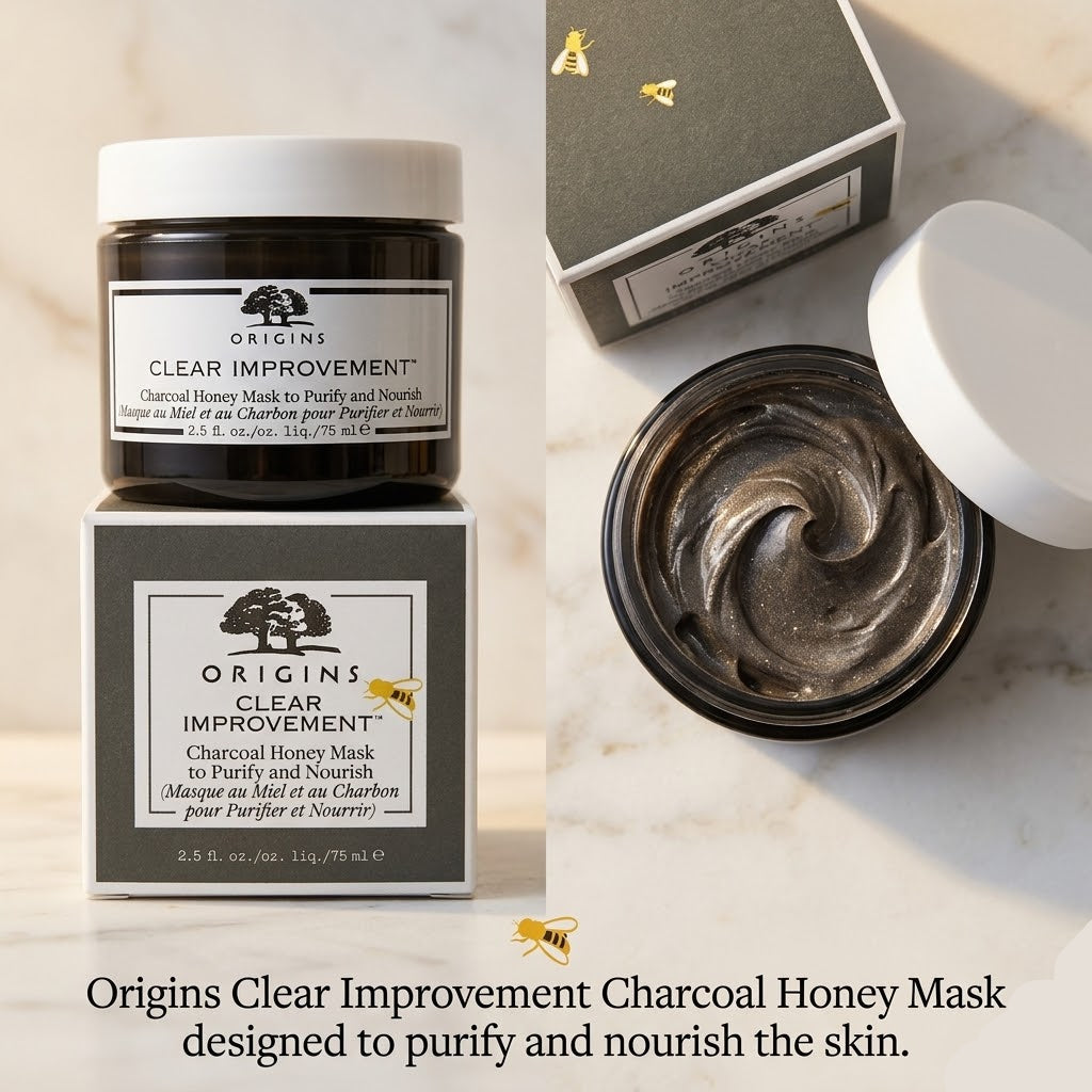 Origins Clear Improvement Charcoal Honey Mask designed to purify and nourish the skin 75ml.