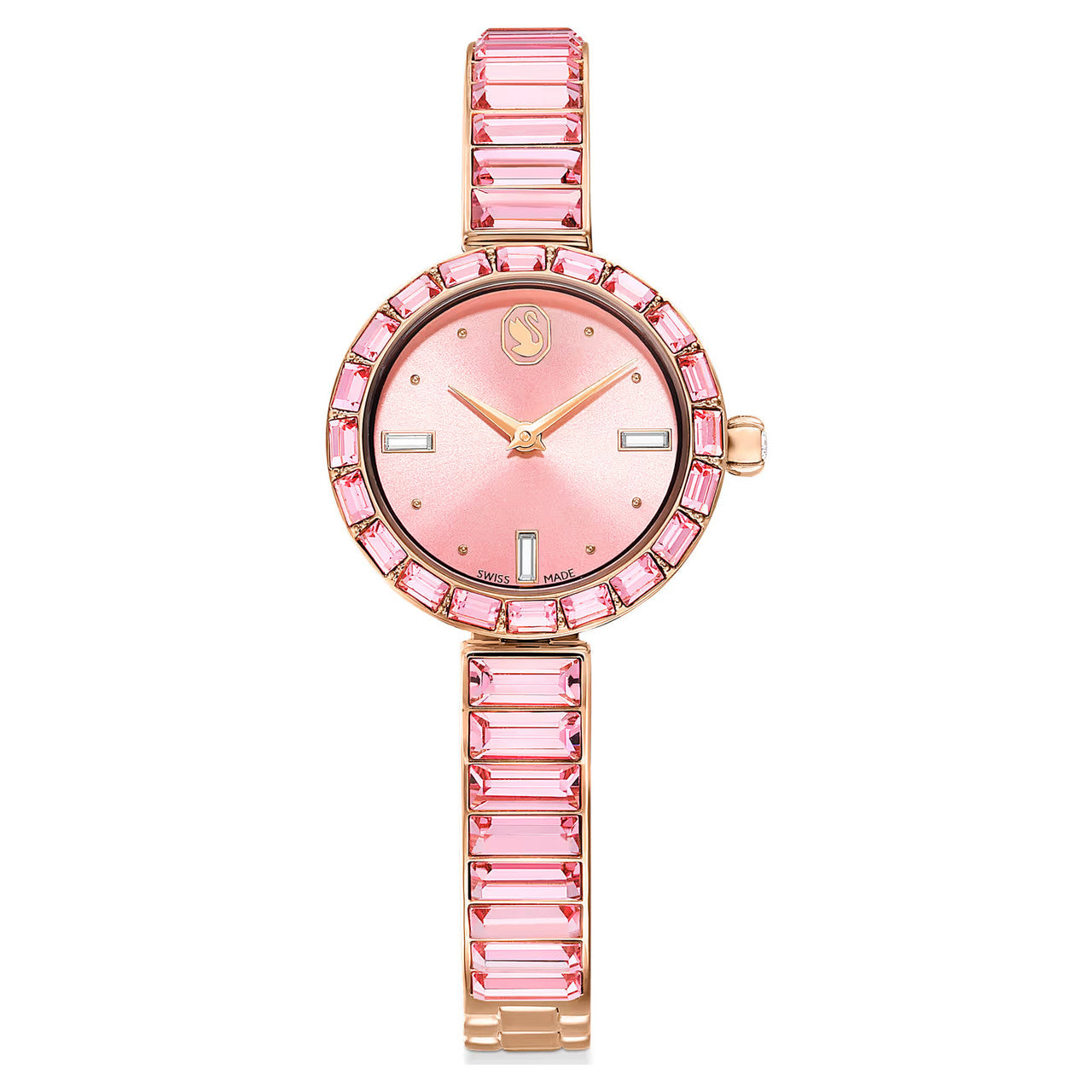 Swarovski Matrix Stainless Steel Swiss Bangle Watch with Crystals for Women, Rose Gold