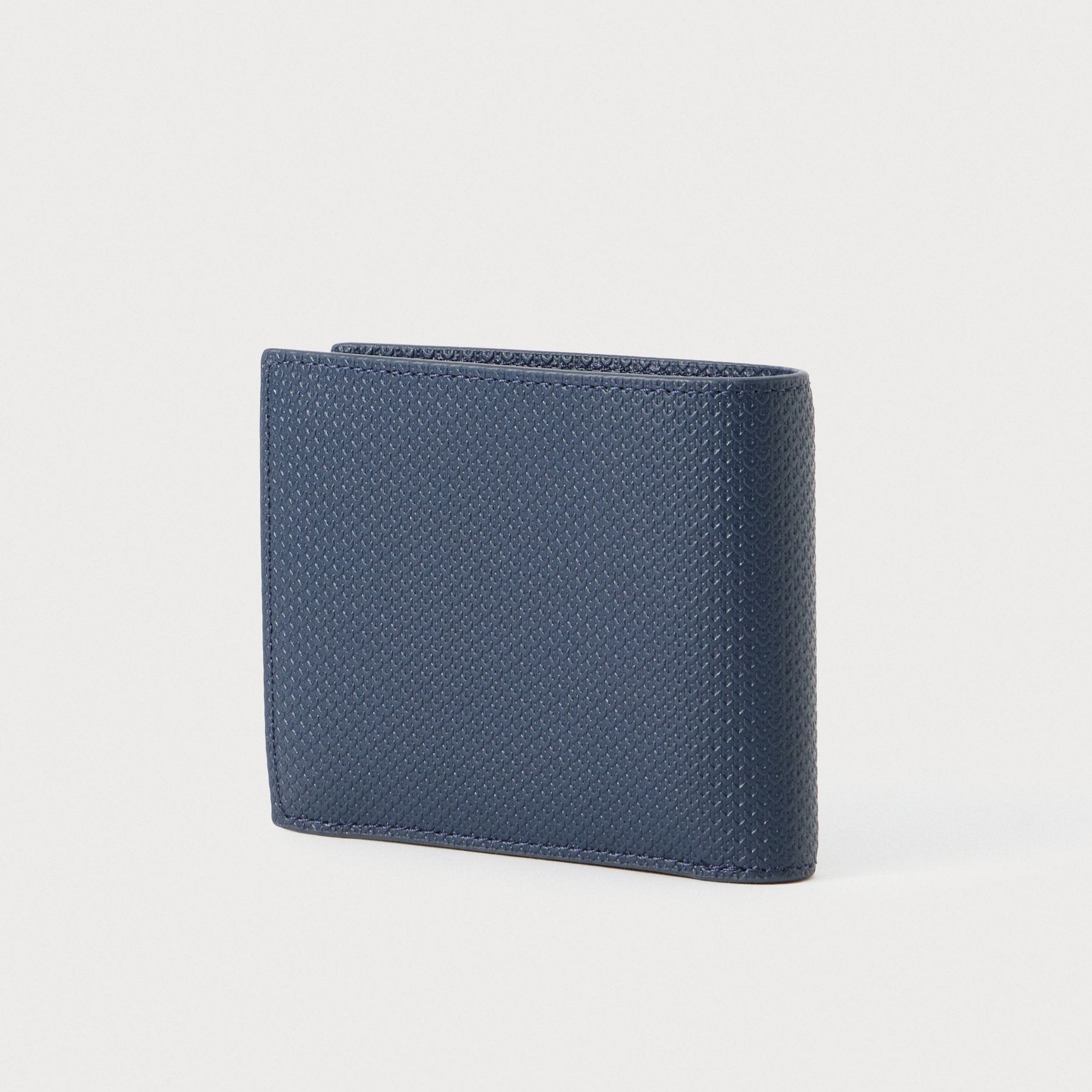 Lacoste Chantaco Piqué leather bifold wallet navy blue