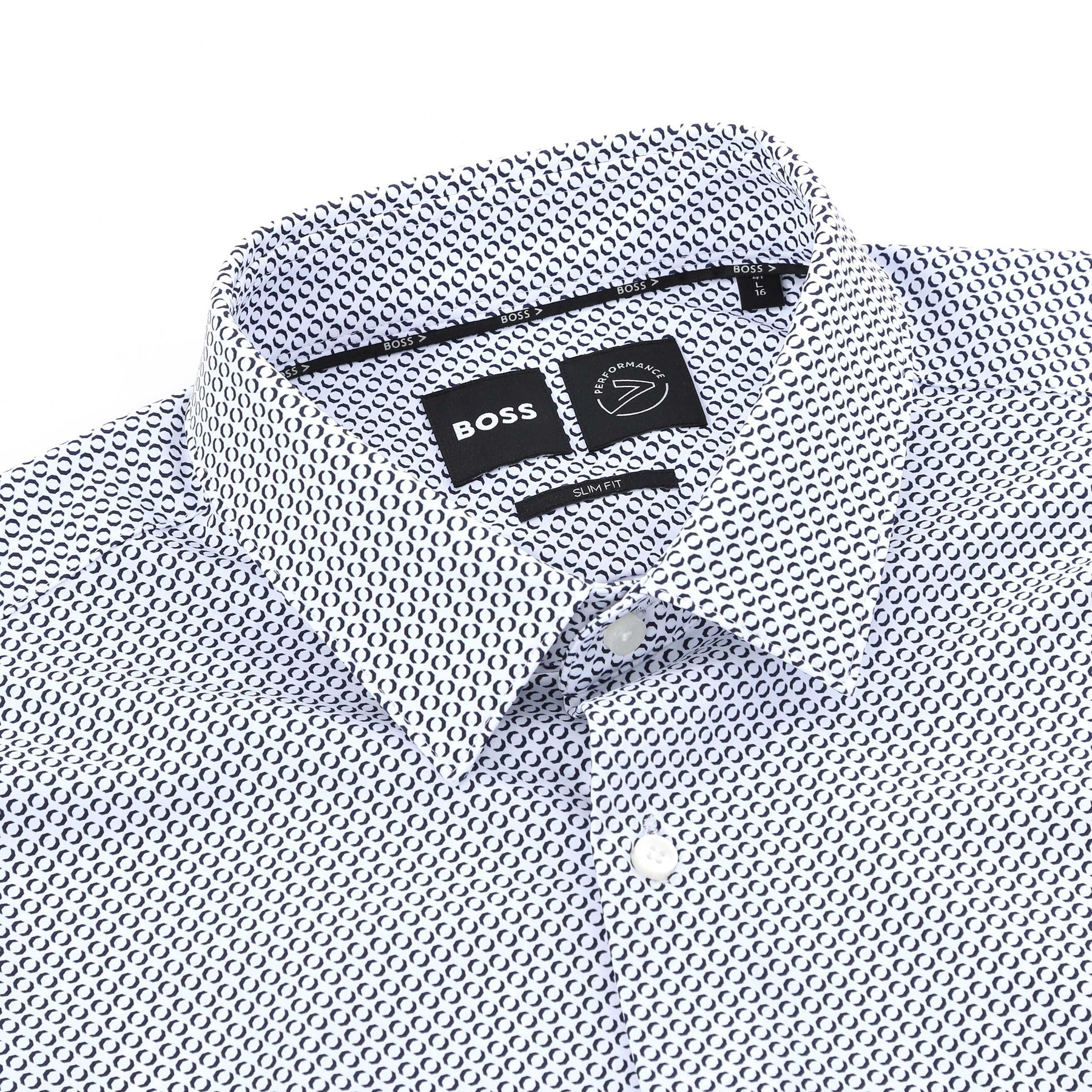 BOSS P Hank S Kent Slim Fit Shirt in White Dark Blue