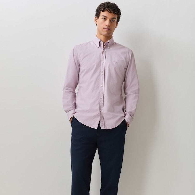 BOSS Light Pink Regular Fit Cotton Long Sleeve Oxford Shirt