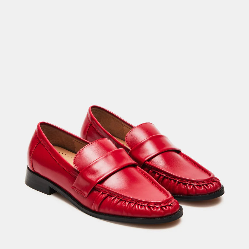 Steve Madden Ridley leather tailored loafers sleek upper and low heel.