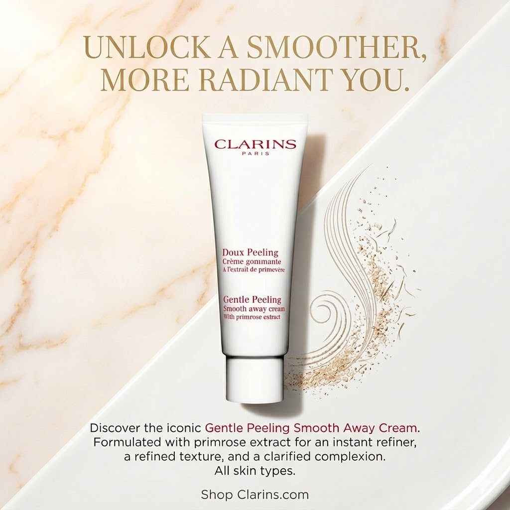 Clarins Gentle Peeling Smooth Away Cream featuring primrose extract 50ml.