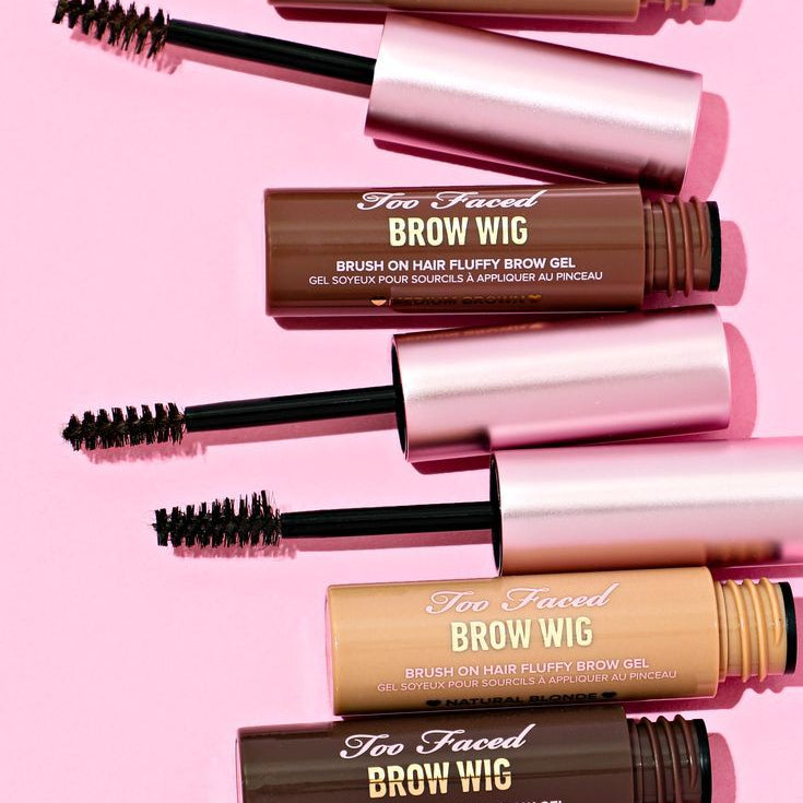 Too Faced Brow Wig Brush on Hair Fluffy Brow Gel. (DARK BROWN)