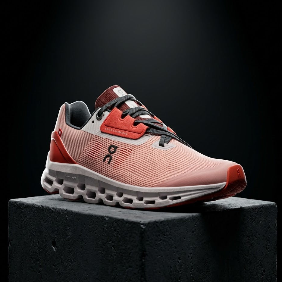 On Cloud Cloudstratus women's running sneakers in a Rose and Red color