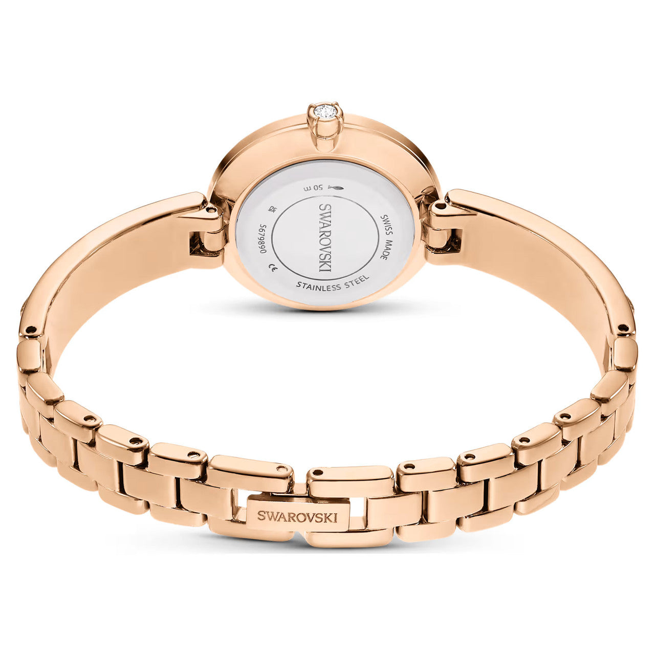 Swarovski Matrix Stainless Steel Swiss Bangle Watch with Crystals for Women, Rose Gold