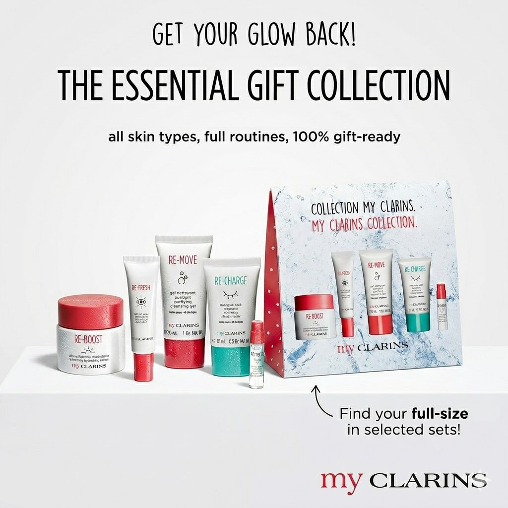 Clarins My Clarins Collection Essentials Gift Set featuring skincare products