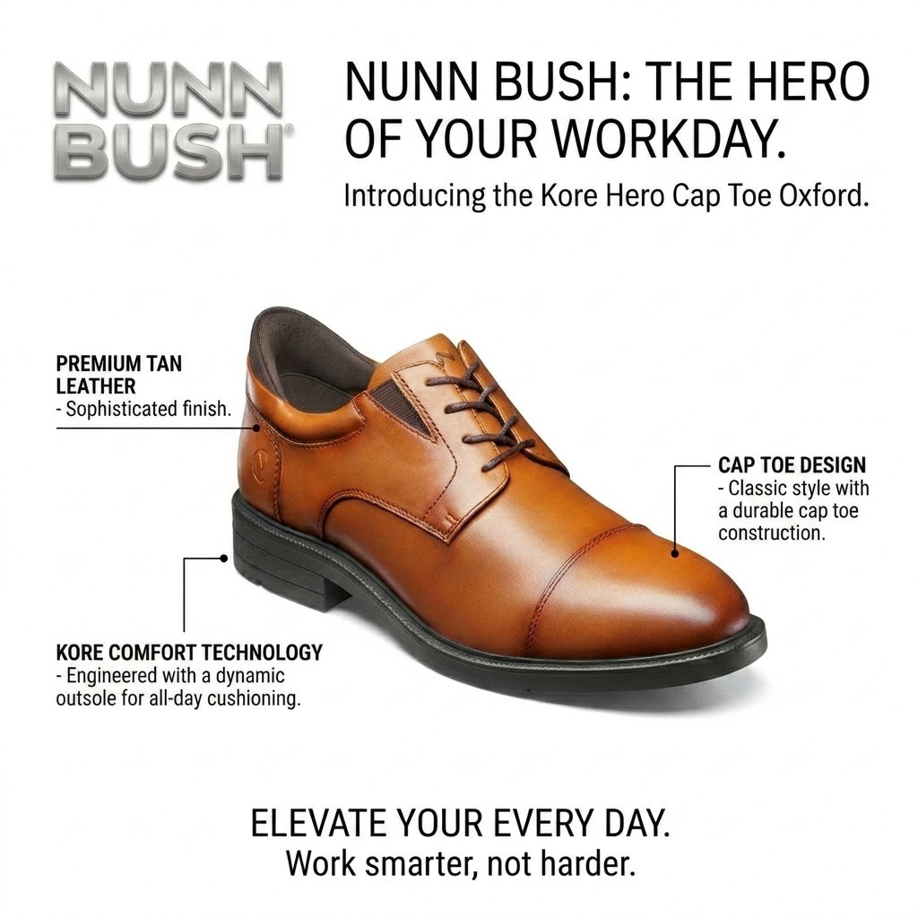 NUNN BUSH Men's Kore Hero Cap Toe Oxford