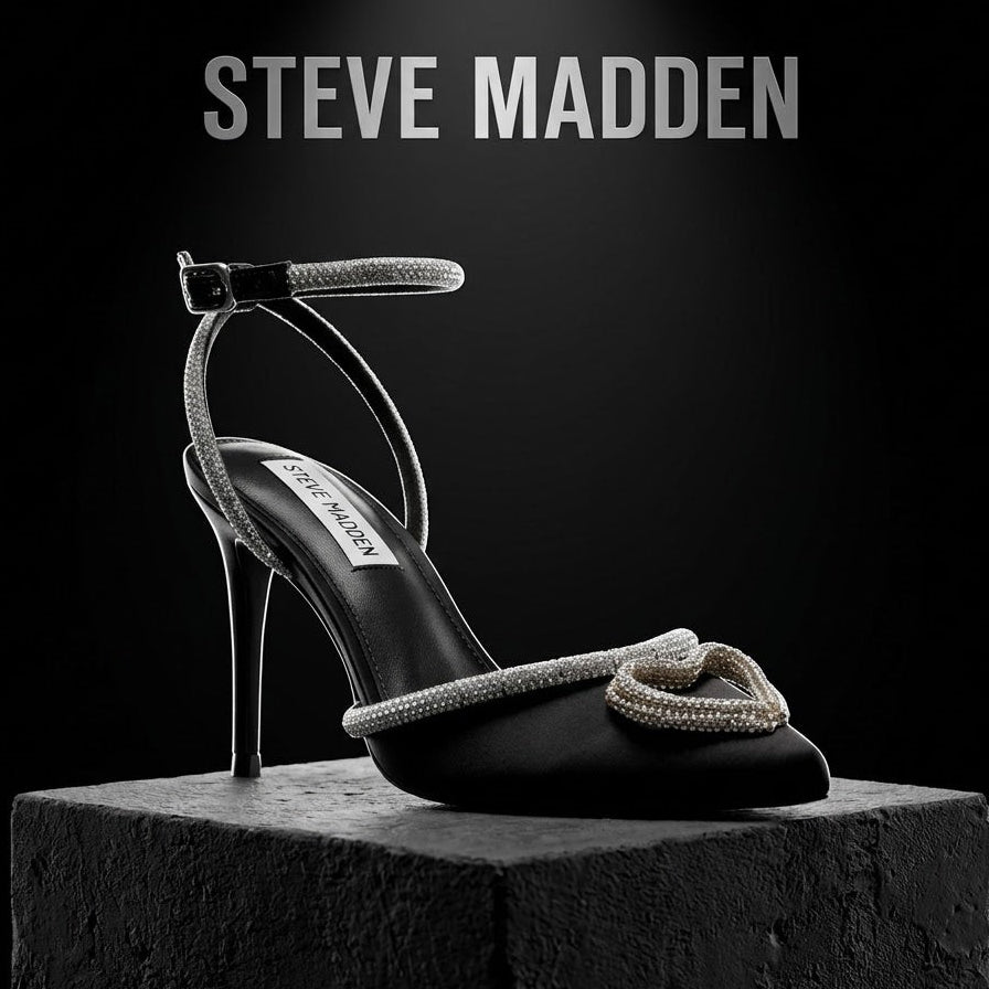 Steve Madden black satin high heels