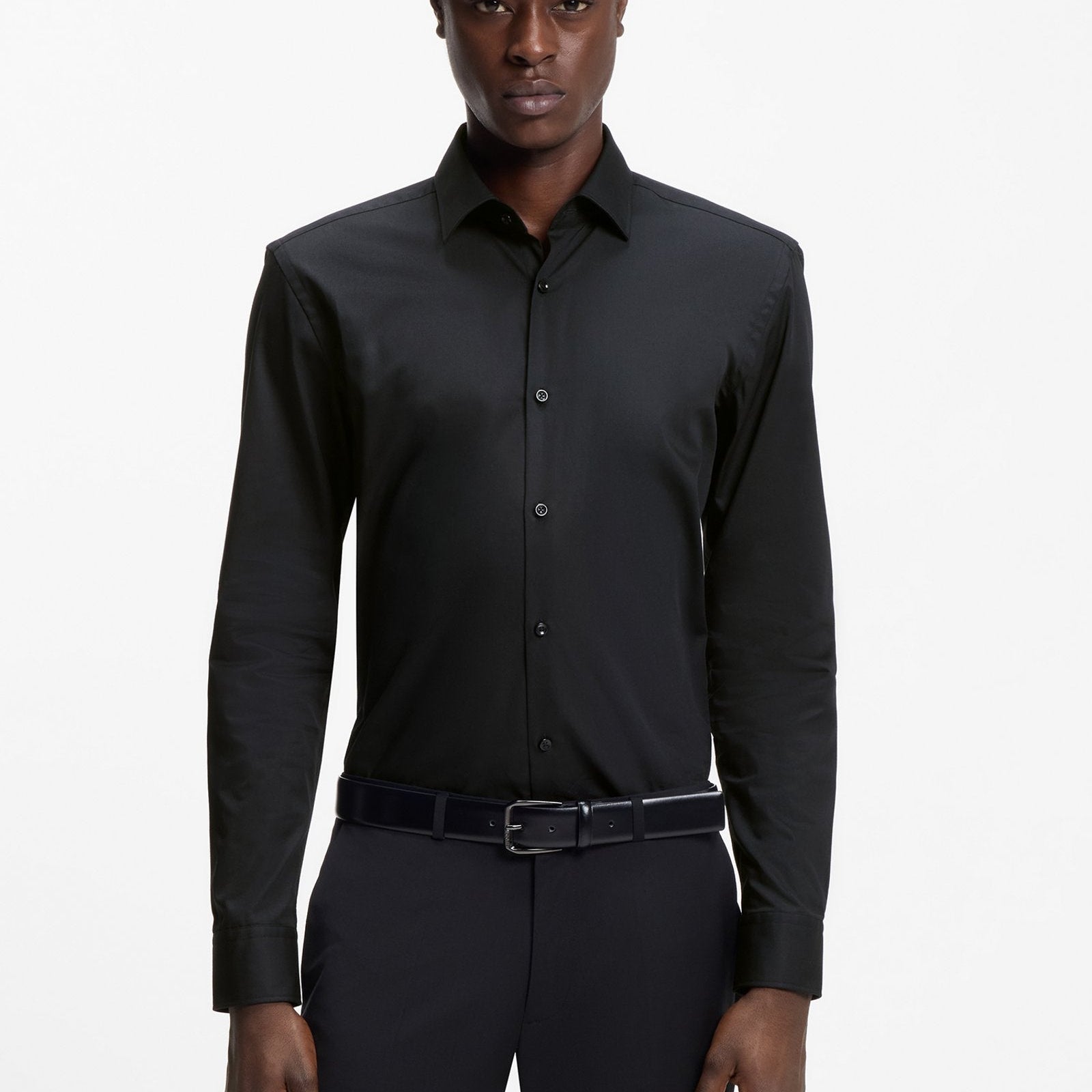 HUGO Slim-fit shirt in easy-iron cotton poplin
