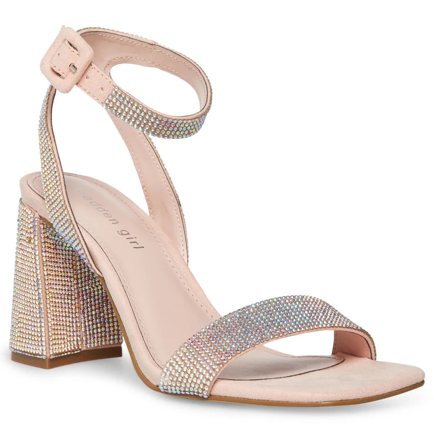 Madden Girl Winnii Rhinestone Block Heel Sandal – Blush Multi