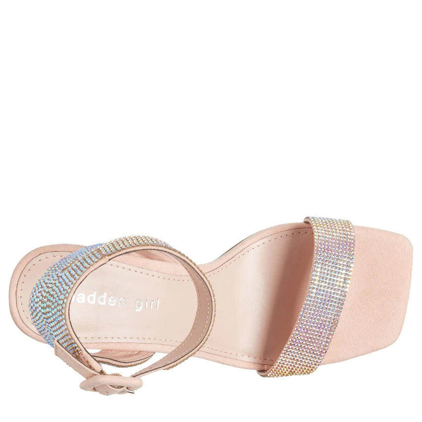 Madden Girl Winnii Rhinestone Block Heel Sandal – Blush Multi