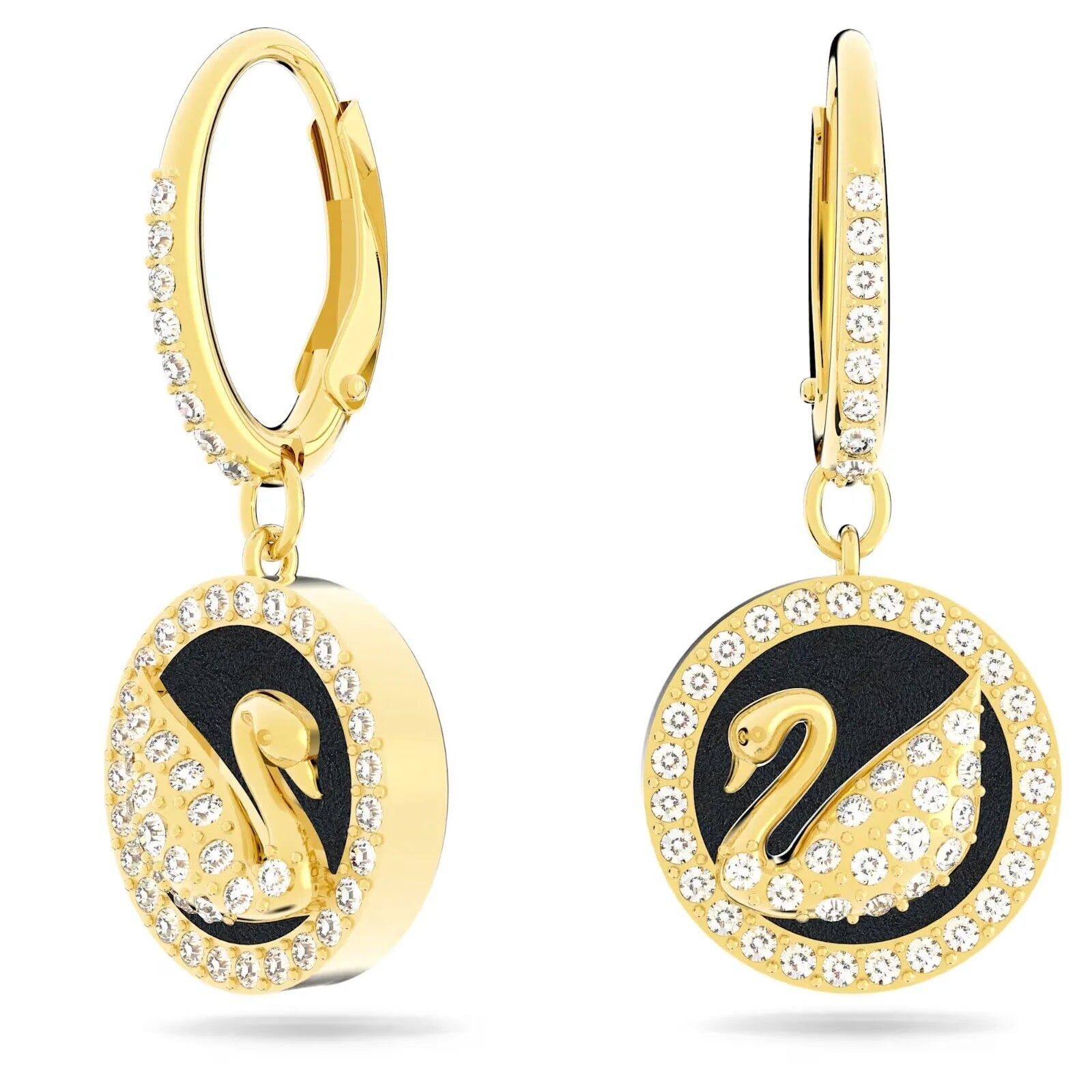 Swarovski Leather Swan drop earrings