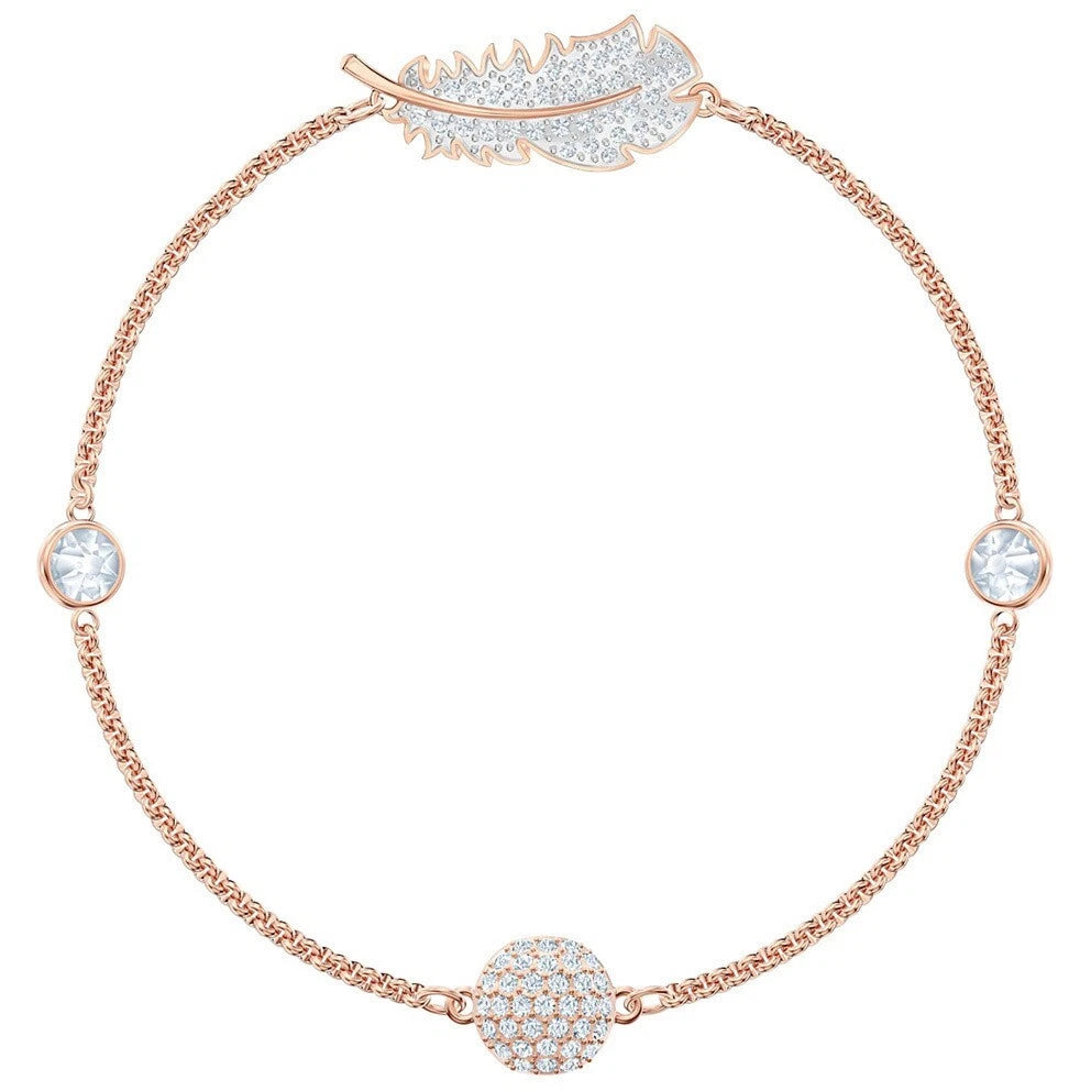 Swarovski Remix FeatStrand bracelet clear crystals and a central feather
