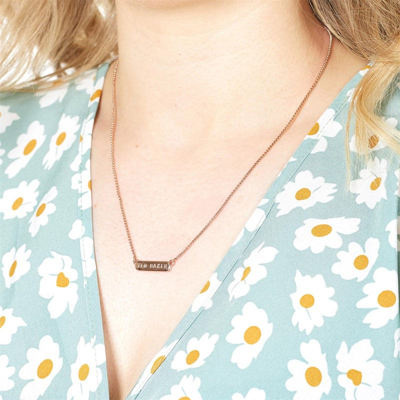 Ted Baker bar pendant necklace rose gold-toned chain