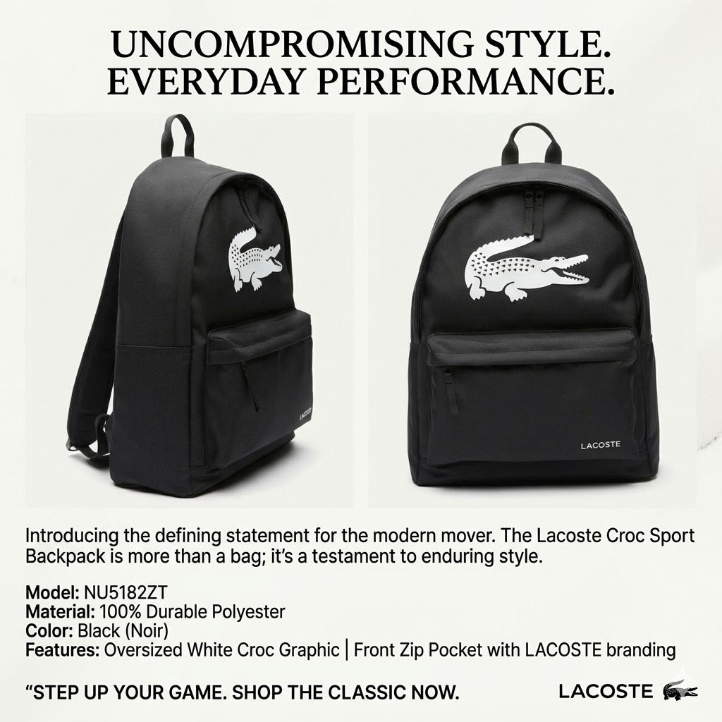 Lacoste Croc Sport backpack in black.