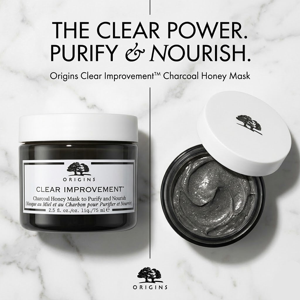 Origins Clear Improvement Charcoal Honey Mask To Purify & Nourish, 2.5 Fl Oz