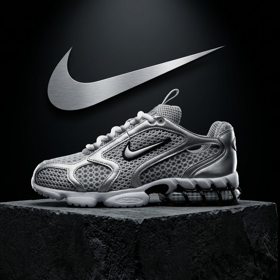 Nike Air Zoom Spiridon Cage 2 sneakers in metallic silver