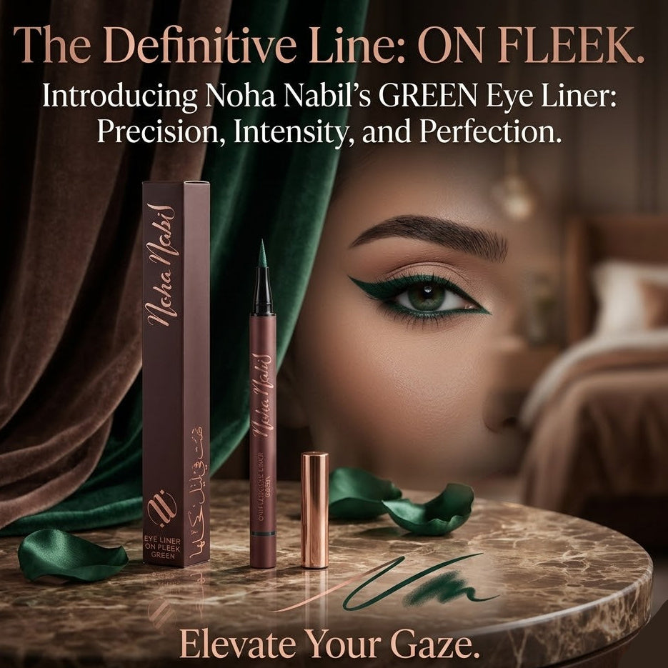 Noha Nabil On Fleek Liquid Eyeliner in Green.