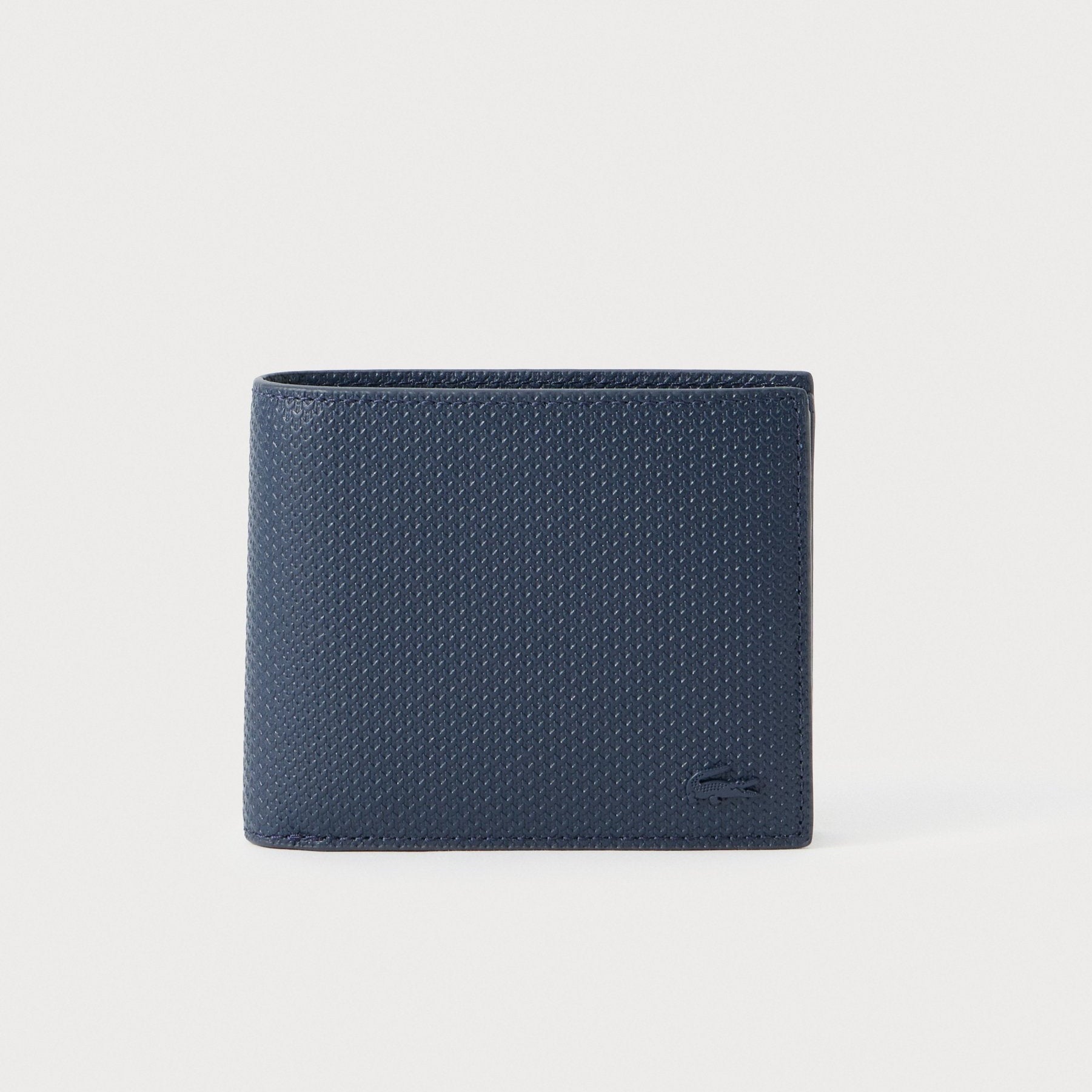 Lacoste Chantaco Piqué leather bifold wallet navy blue