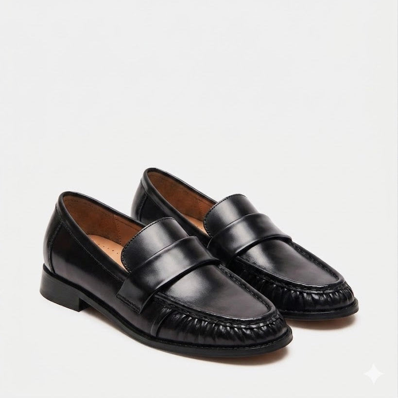 Steve Madden Ridley leather tailored loafers sleek upper and low heel.