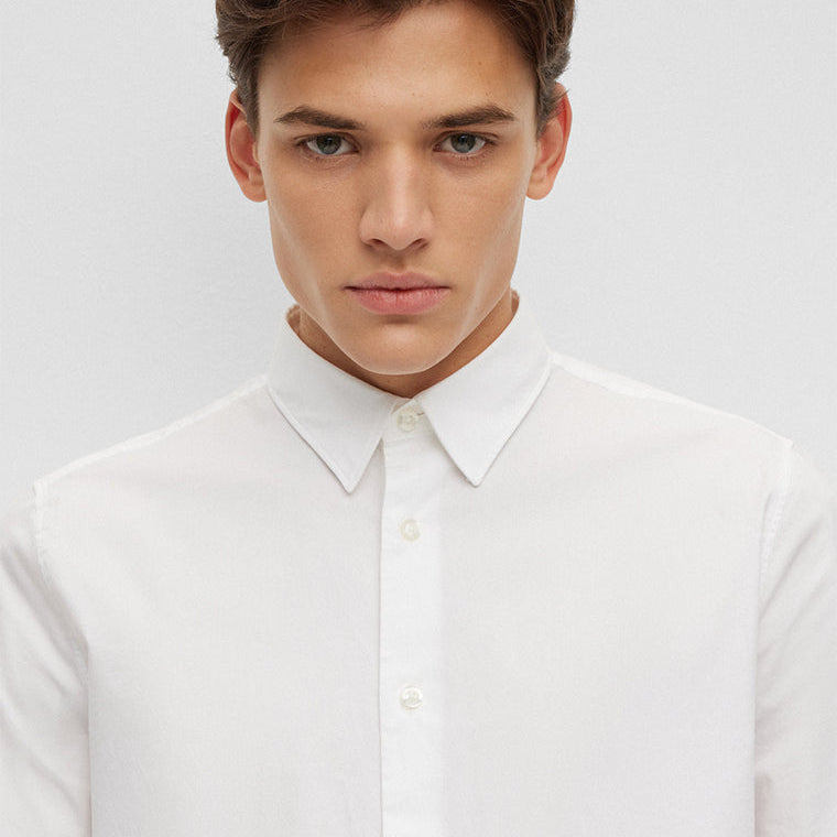 HUGO Relaxed-fit shirt in stretch-cotton canvas