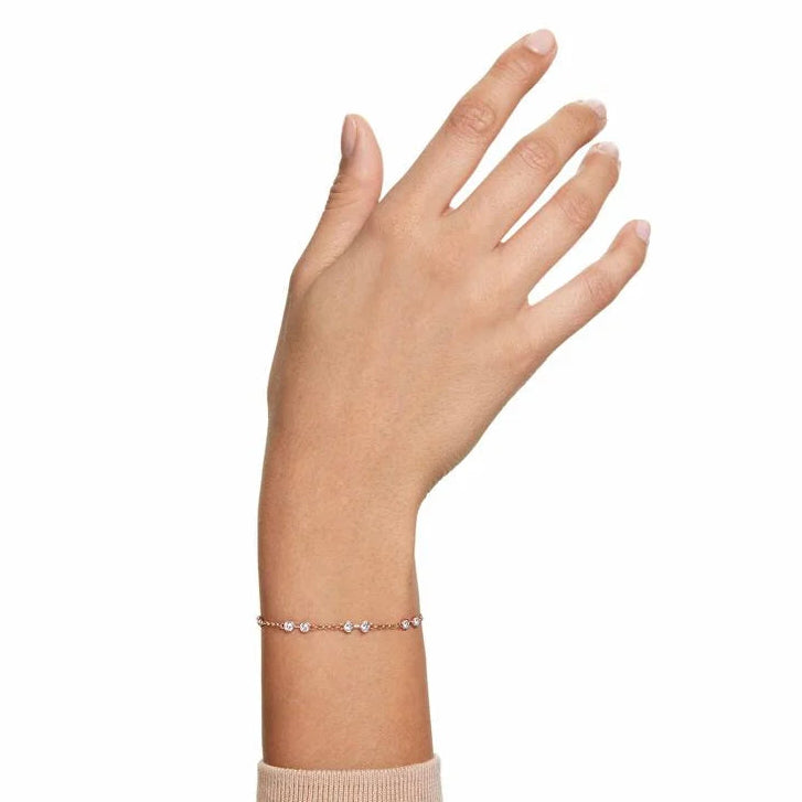 Swarovski Remix Collection strand Round cut, White, Rose gold-tone plated