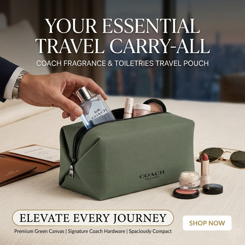 Coach Fragrance cosmetics toiletries travel pouch.