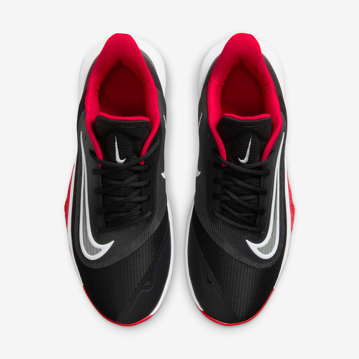 Nike Precision 7 basketball shoes Unisex in black and university red.