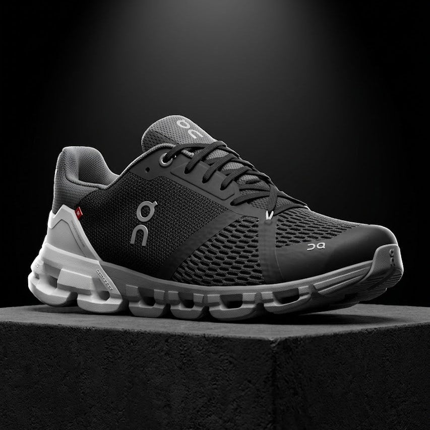 On Cloud Cloudflyer men's running shoes black and white