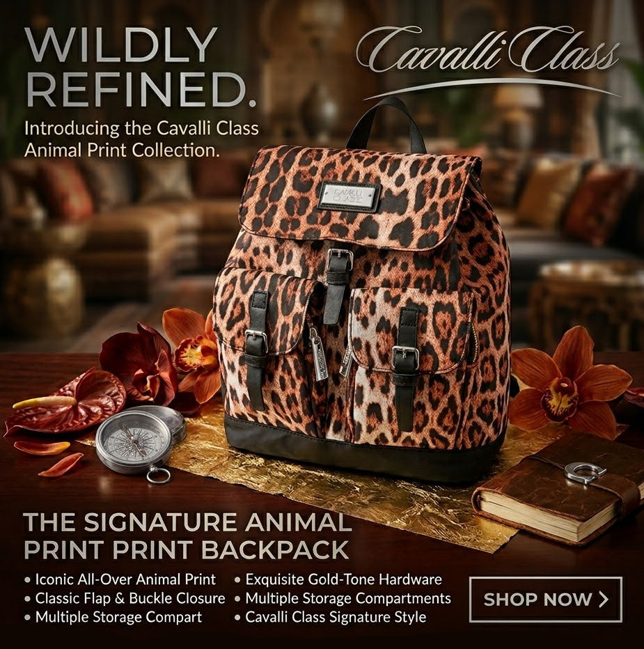 Cavalli Class animal print backpack.