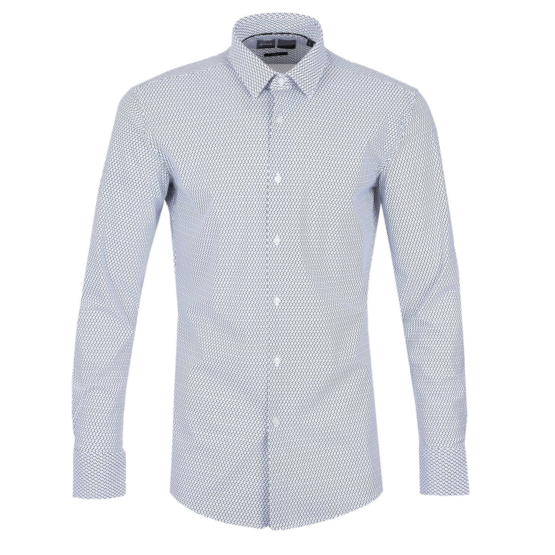 BOSS P Hank S Kent Slim Fit Shirt in White Dark Blue