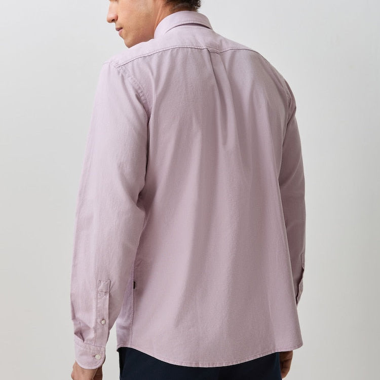 BOSS Light Pink Regular Fit Cotton Long Sleeve Oxford Shirt