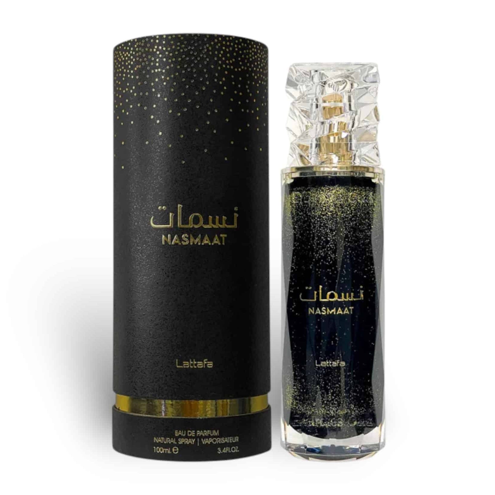 Lattafa Nasmaat Eau de Parfum 00ml (3.4 oz) spray bottle.