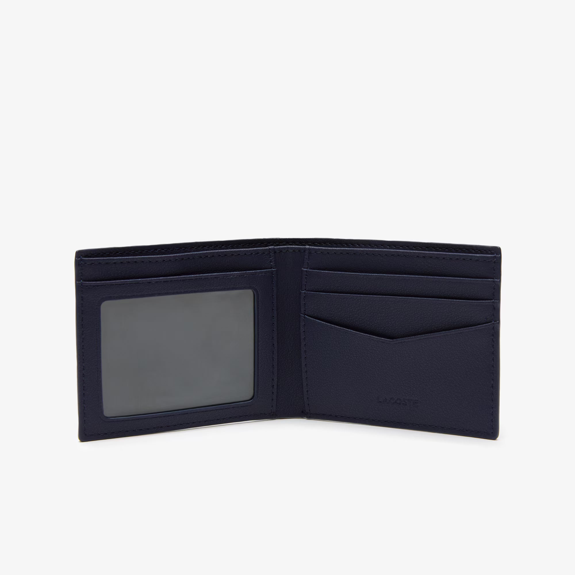 Lacoste Chantaco Piqué leather bifold wallet navy blue