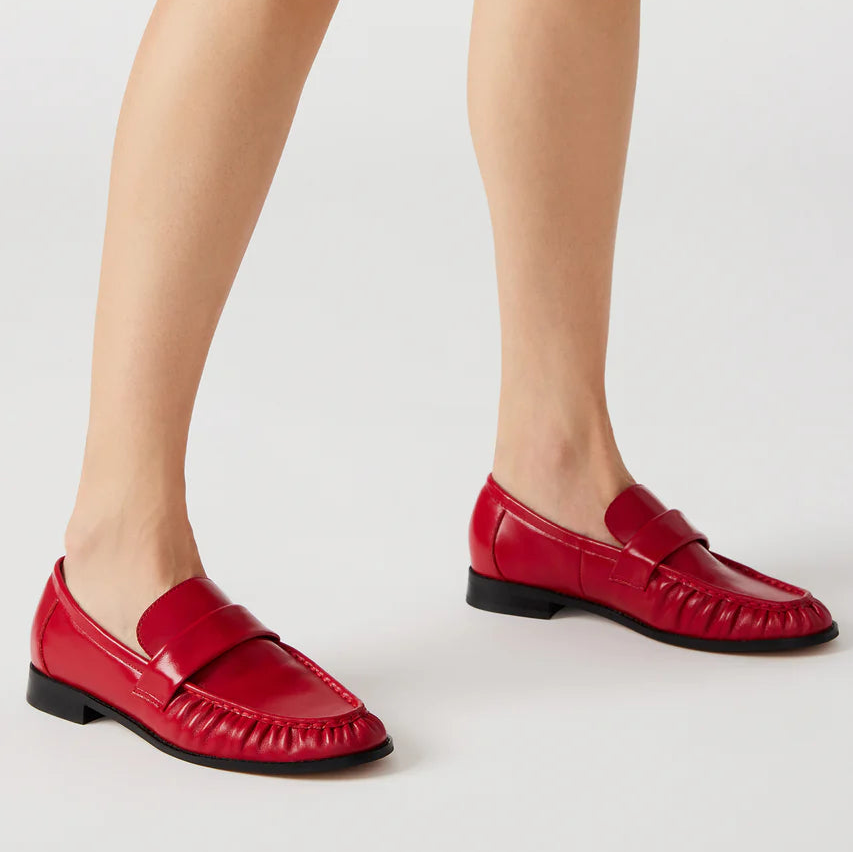 Steve Madden Ridley leather tailored loafers sleek upper and low heel.