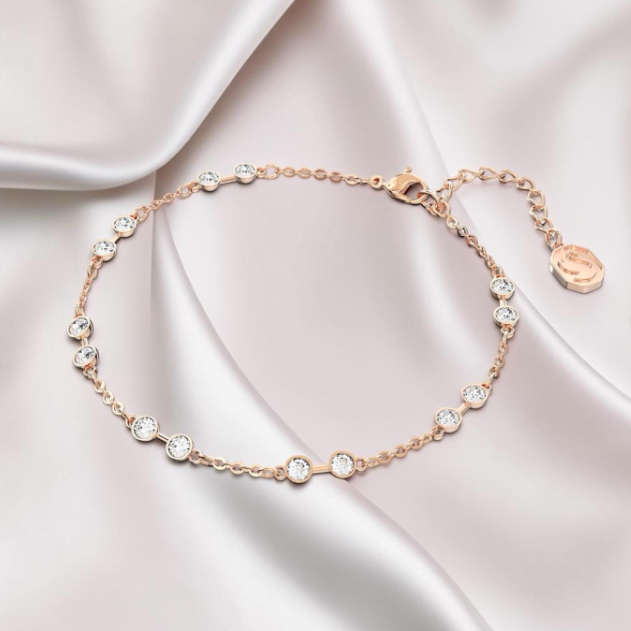 Swarovski Remix Collection strand Round cut, White, Rose gold-tone plated
