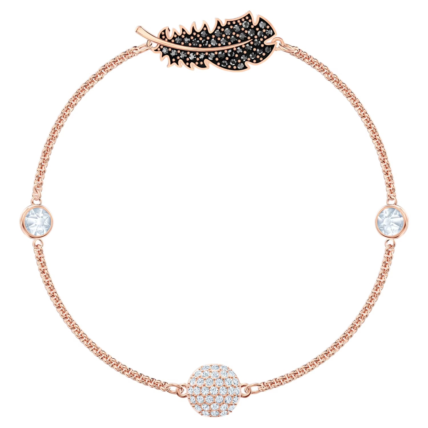 Swarovski Remix Feather Strand Bracelet, Black, Rose-gold