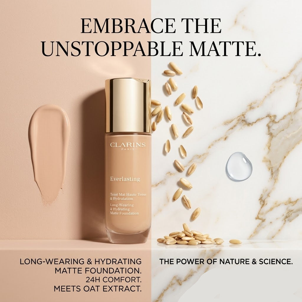 Clarins Everlasting Long-Wearing & Hydrating Matte Foundation, 4 shades.