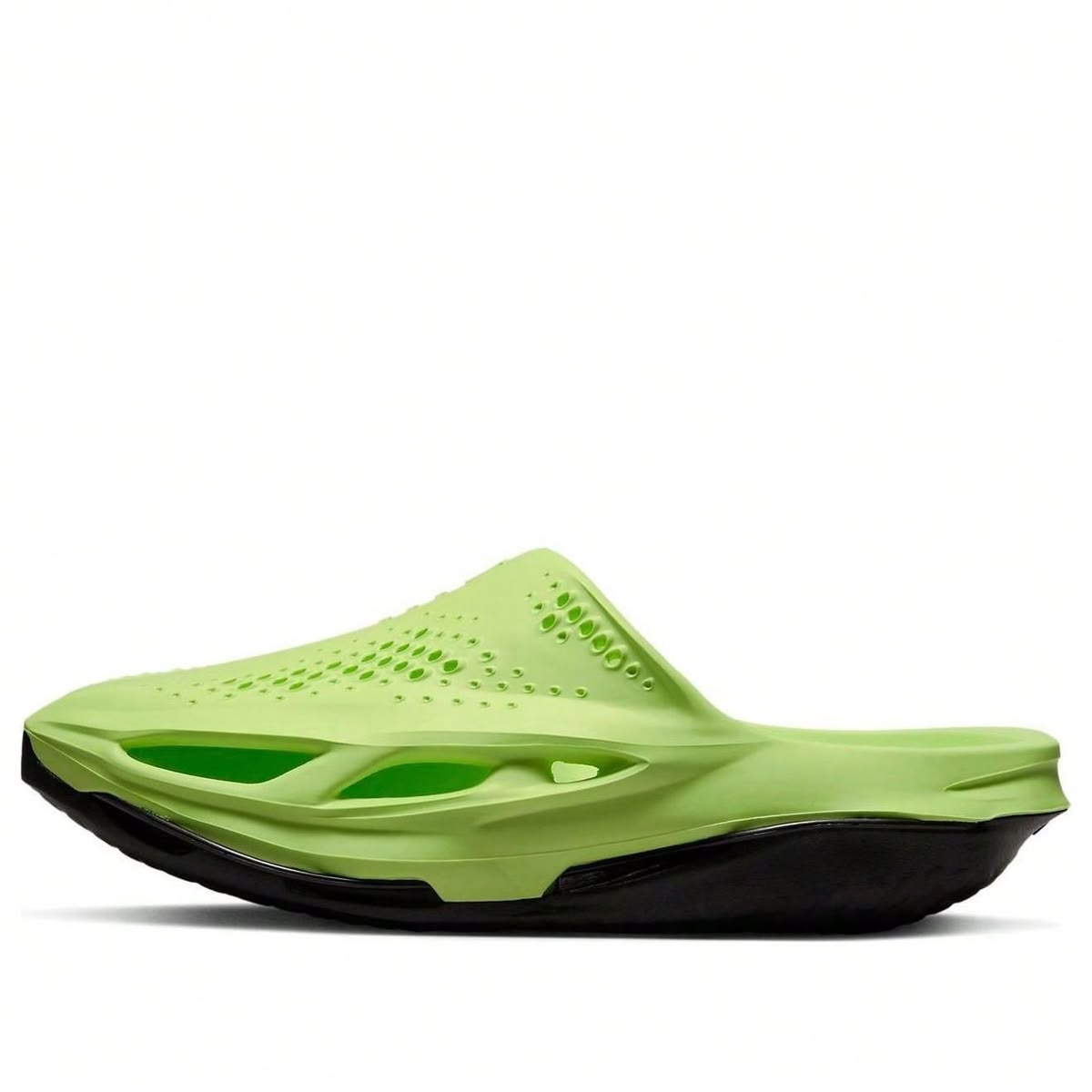 Nike MMW 005 Slides in a Volt and Black colorway.